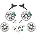 Motive Ultimate Stealth Expert Disc Brake Kit - Front/Rear Levers, Front/Rear Teal Splatter Calipers, Adapters, Rotors, Bleed Kit, A1