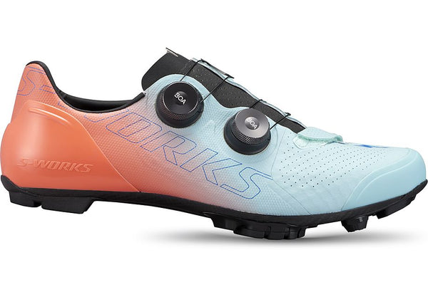 Specialized S-Works Recon Mountain Bike Shoes - Arctic Blue / Vivid Coral / Sky Blue