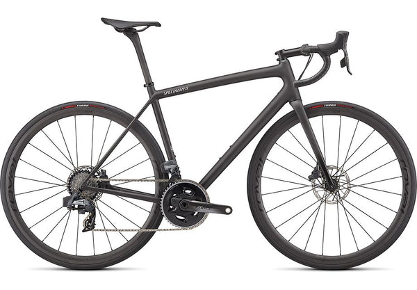 2022 Specialized Aethos Pro SRAM Force eTap AXS - Carbon / Flake Silver / Gloss Black Fork Fade